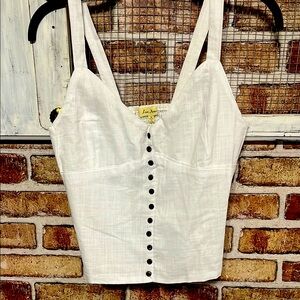 Love Notes White Button-Down tank top